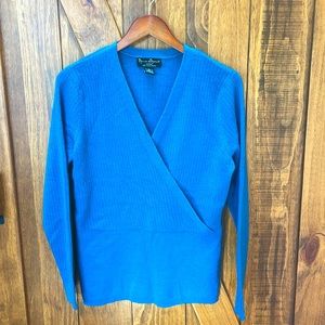 Turquoise wrap sweater size 1X in 100% Italian marino wool by Mercer & Madison